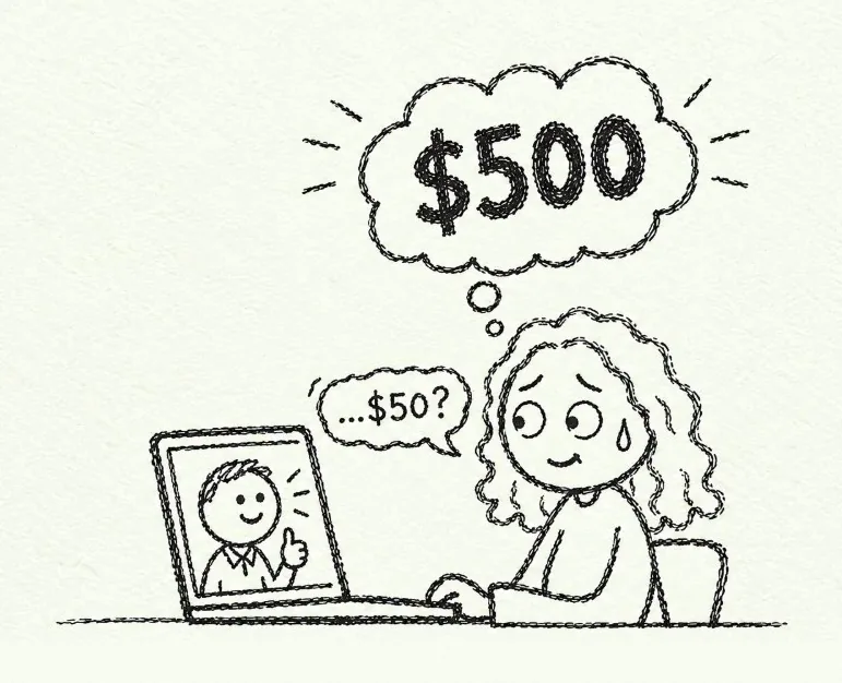 Созвон: думает «$500», а вслух говорит «…$50?».